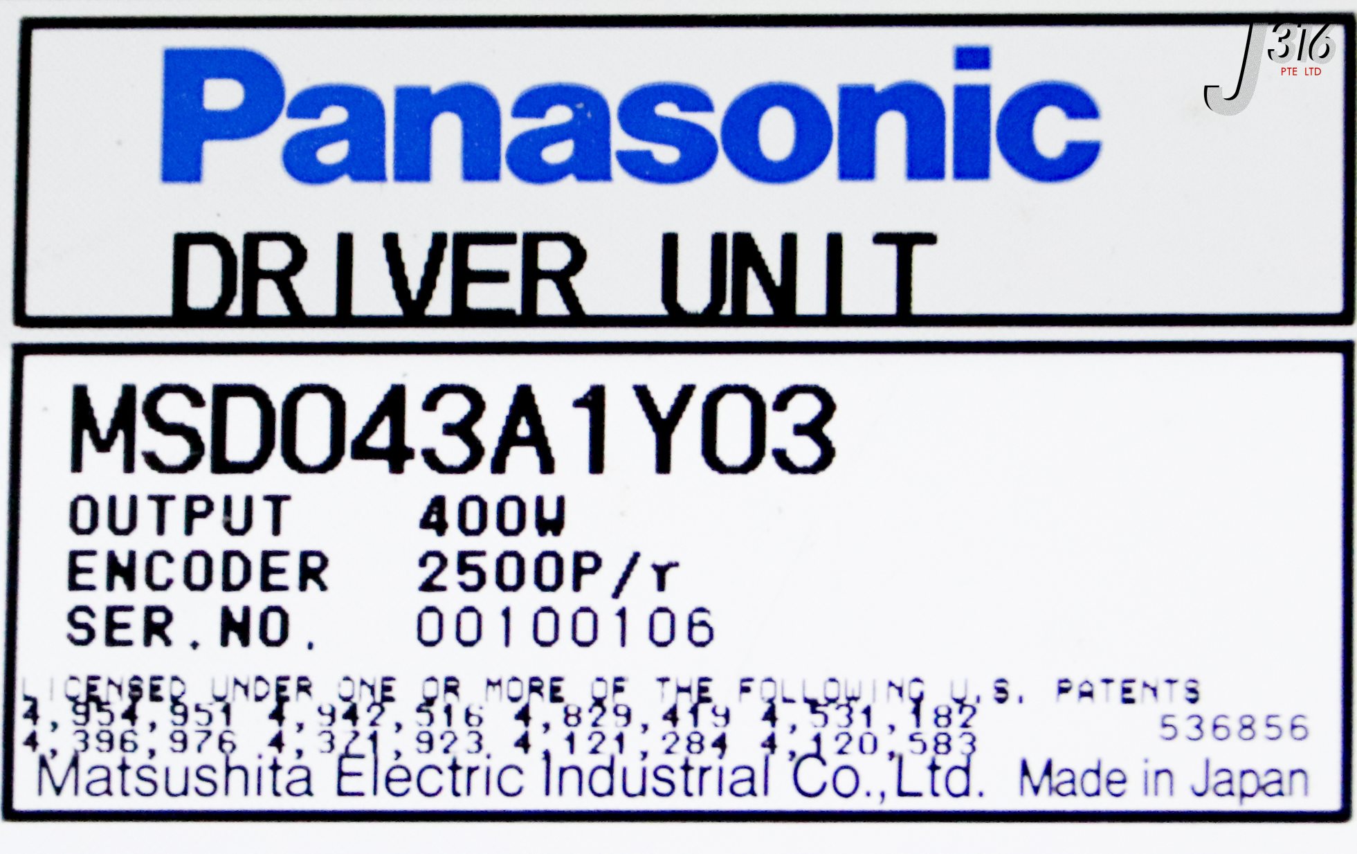 36758 PANASONIC DRIVER UNIT MSD043A1Y03 | eBay